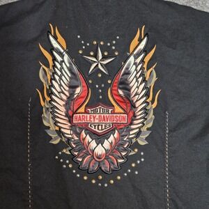Harley Davidson Button Shirt Women M Black Long Sleeve Shield Logo Cotton SAMPLE